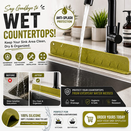 Silicone Sink Splash Guard-Anti Splash Faucet Protector for Kitchen & Bathroom