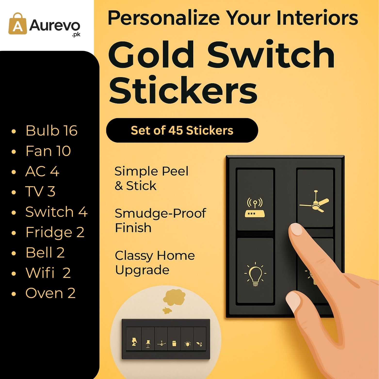 Golden Switch Stickers – AUREVO